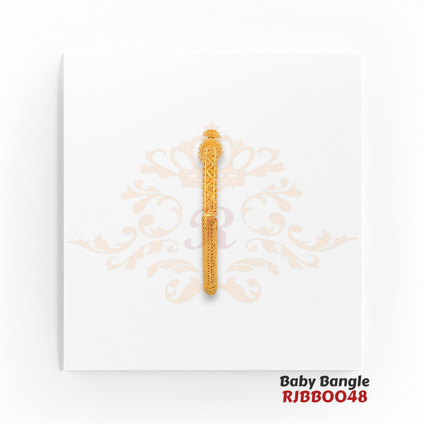 22Kt Gold Baby Bangle - Antique Design Kada for Newborns & Kids