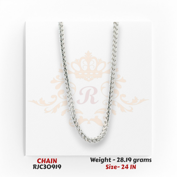 18kt Gold Chain – Classic Curb Link Shine – 28.19 gm, 24 in (RJC30919)