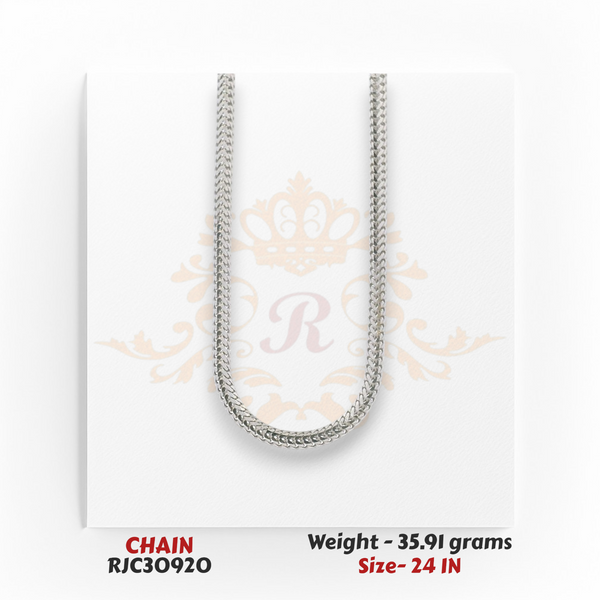 18kt Gold Chain – Sleek Herringbone Link Shine – 35.91 gm, 24 in (RJC30920)