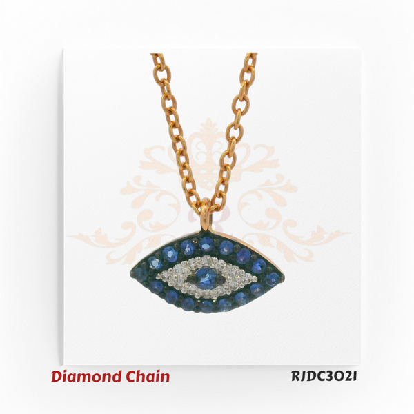 18kt Blue Sapphire Evil Eye Diamond Chain – RJDC3021