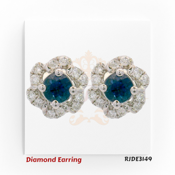 18kt White Gold Sapphire & Diamond Floral Stud Earrings – RJDE3149
