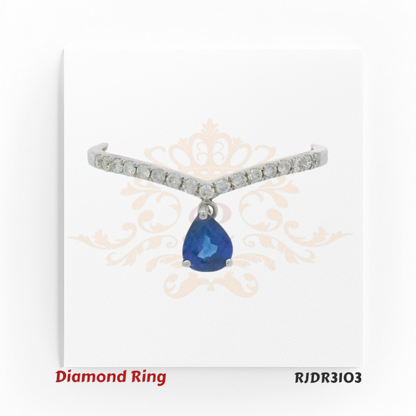 18kt White Gold Pear Sapphire & Diamond V-Band Ring – RJDR3103