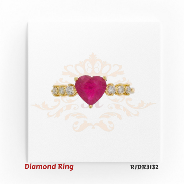 18kt Yellow Gold Heart-Shaped Ruby & Diamond Accent Ring – RJDR3132
