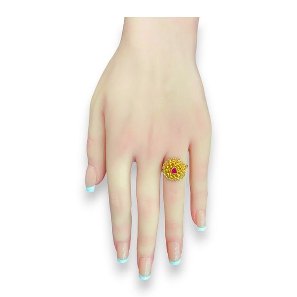 22kt Gold Ruby & Uncut Diamond Round Ladies Ring – RJDR3221
