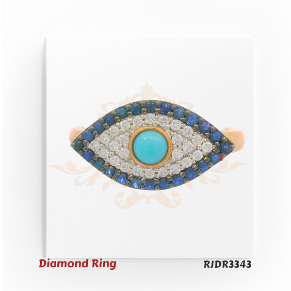 18kt Evil Eye Diamond Ring with Turquoise Center – RJDR3343