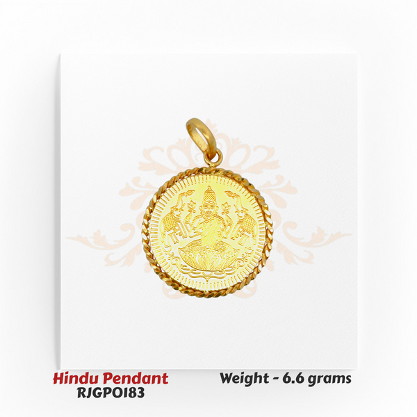 22kt Gold Lakshmi & Ganesha Dual-Sided Pendant – Round Coin Design – 6.6 gm (RJGP0183)