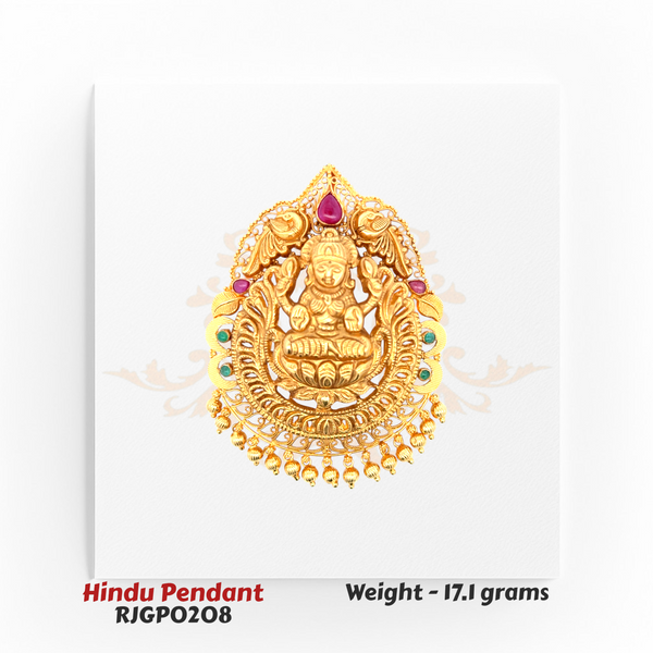 22kt Gold Hindu Goddess Pendant – Temple-Inspired Design – 17.1 gm (RJGP0208)