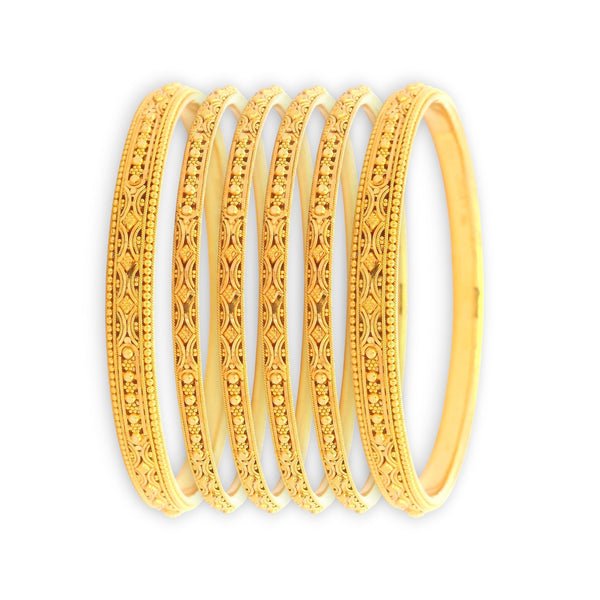 73.38 gm 22kt Gold Ladies Intricate Bangles Heritage Set (Size 2.9 in) -RJLB4032