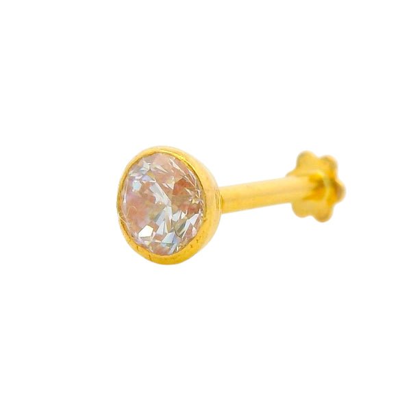 22kt Gold Nosepin with Round Solitaire Look – 0.25 gm