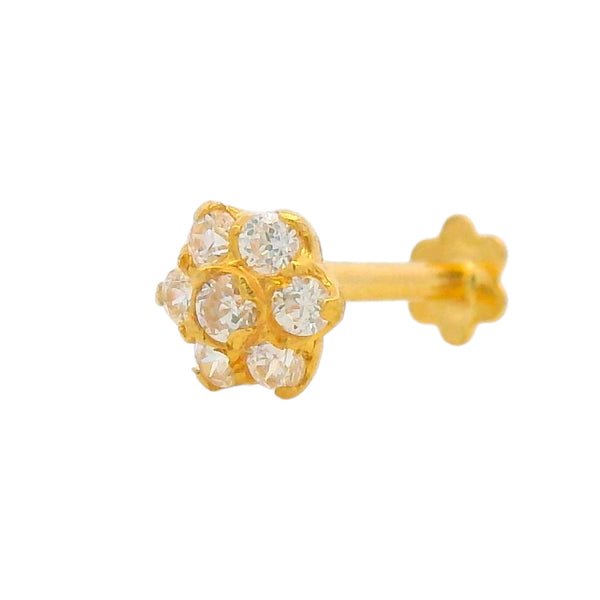 Gold Nosepin with Floral Diamond-Style Cluster Design 0.18 gm  (RJLN0016)