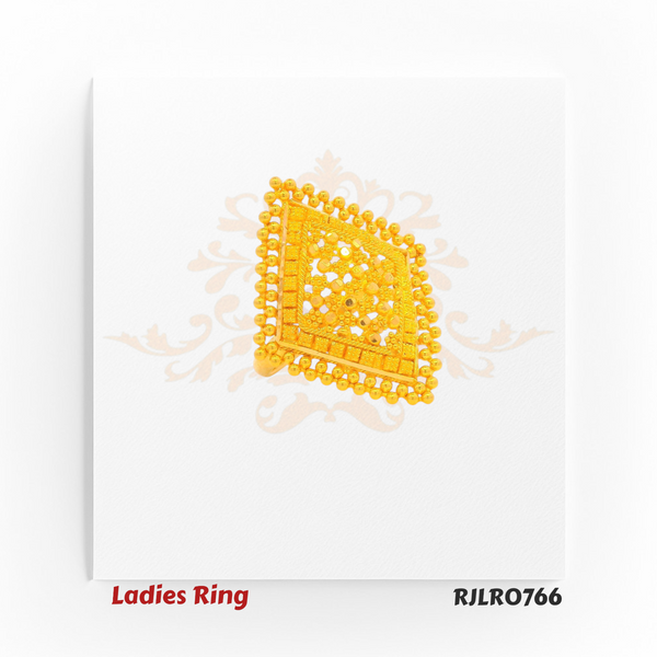 Antique Square Floral Gold Ring – RJLR0766