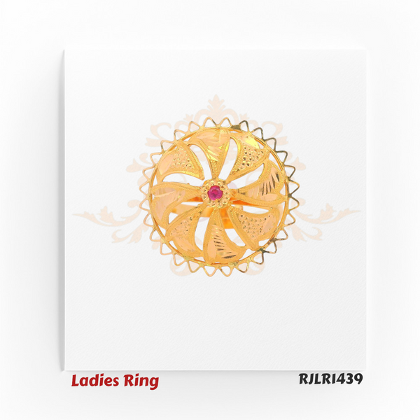 Floral Swirl Gold Ring with Ruby Center – RJLR1439