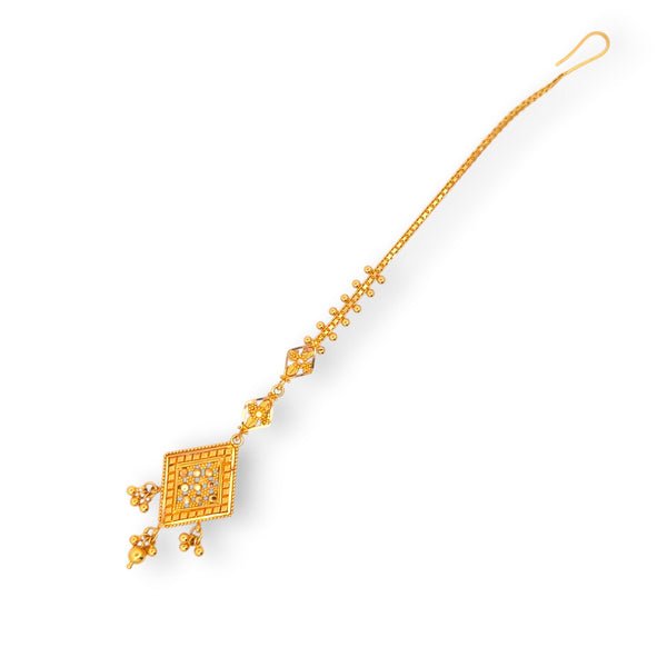 22kt Gold Ladies Tikka with Diamond-Shaped Filigree Design – 5.34 gm, 5.12 in (RJLT3036)