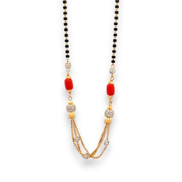 22KT Gold Modern Mangalsutra with Coral Beads – 8.75 GM – 16 IN – RJM3146