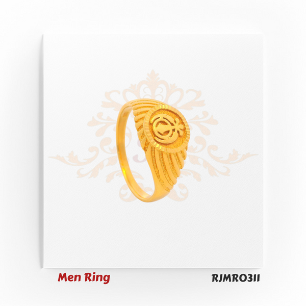 Punjabi Heritage Symbol Men’s Gold Ring – RJMR0311