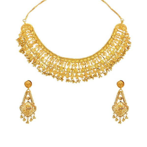 22kt Gold Bridal Necklace Set – Heritage Revival Collection – 88.99 gm (RJOMS3024)