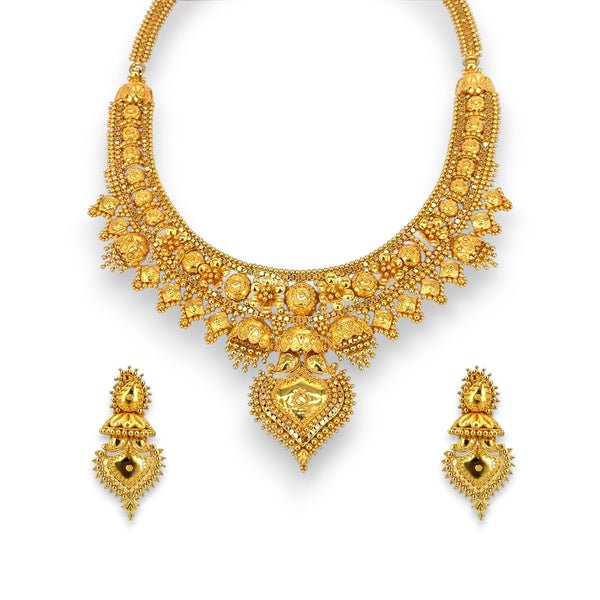 22K Gold Bridal Necklace Set – Heritage Revival Collection – 89.13 gm (RJOMS3026)