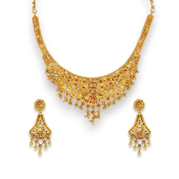 22K Gold Bridal Necklace Set – Heritage Revival Collection – 53.9 gm (RJOSS3003)
