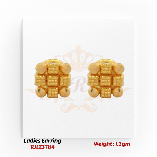 22KT Gold Ladies Earring Pair– Geometric Cluster Design – 1.2 gm (RJLE3784)