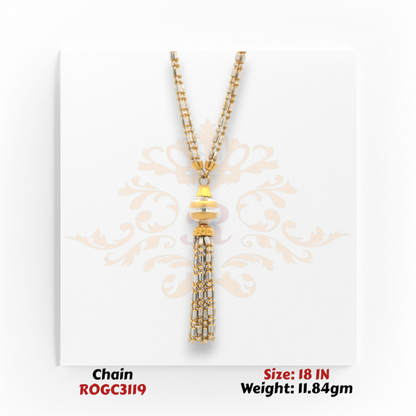 22kt Gold Two-Tone Tassel Chain Necklace – 18 Inch, 11.84 gm (ROGC3119)