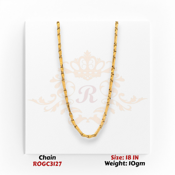 22kt Gold Designer Link Chain – 18 Inch, 10 gm (ROGC3127)