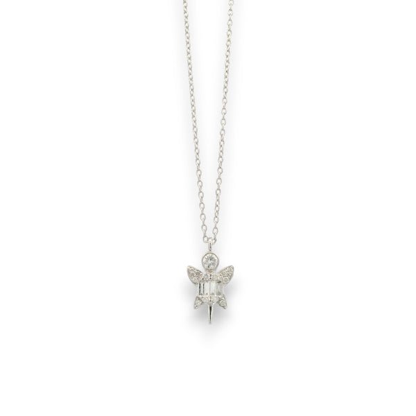 18KT Gold Diamond Angel Pendant Chain – 0.170 ct Natural Diamonds, 1.764 gm (RJDC3058)
