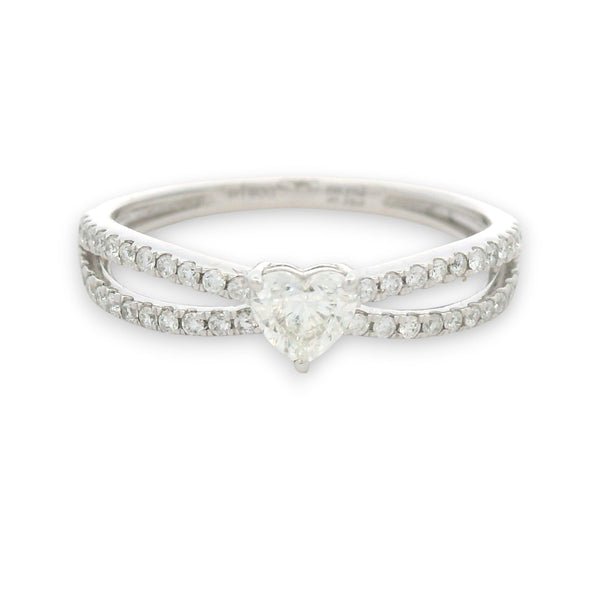PT900 Diamond Heart Shape Split Shank Ring – Dia 0.270 cts + 0.220 cts – 2.570 gm (RJDR3379)