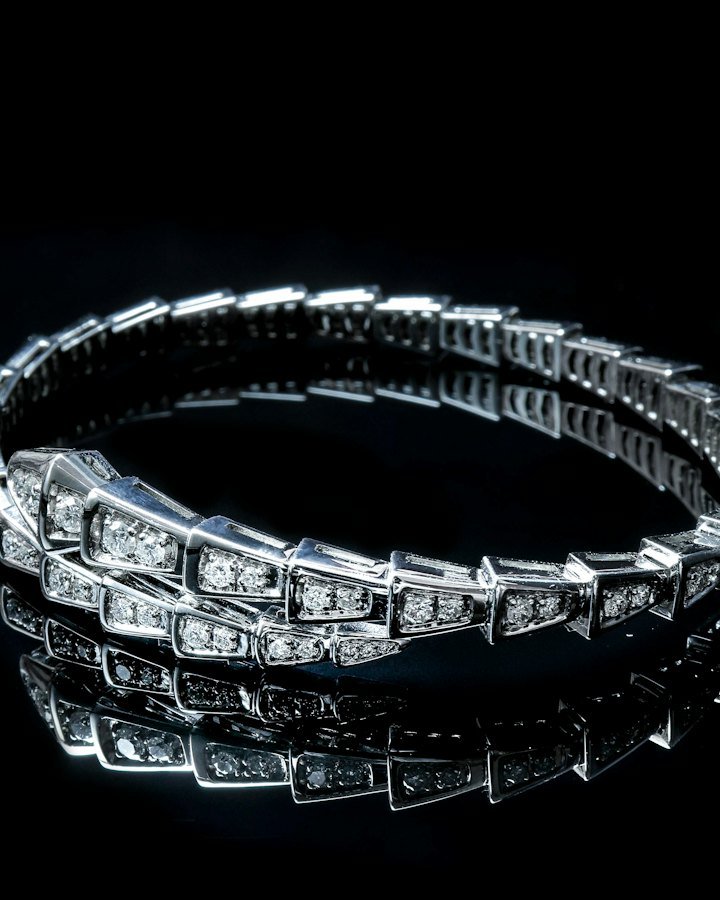 Diamond bracelet on a black background